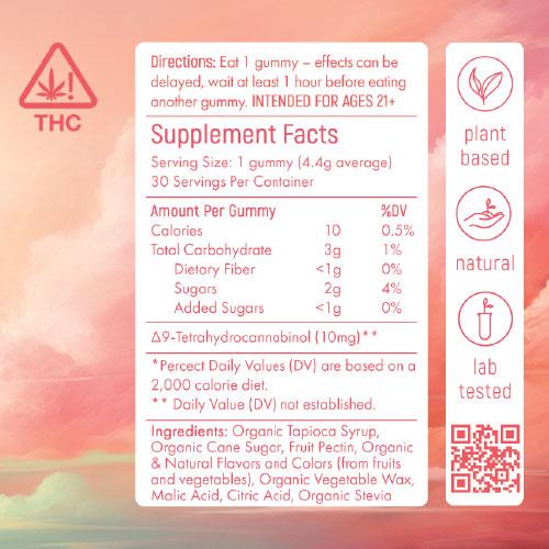 Soothe Nano THC Watermelon 10mg Supplement Facts 